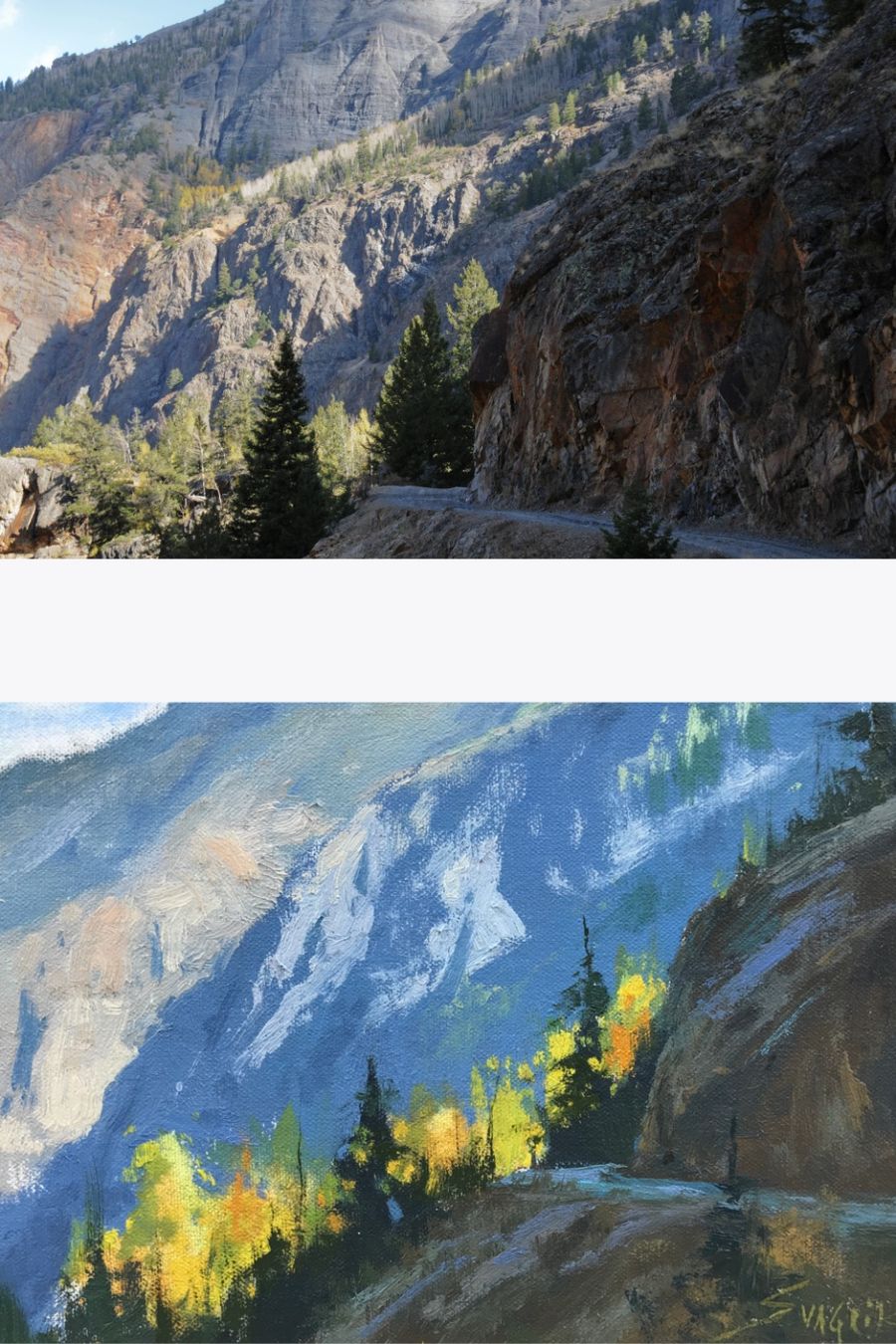 A Procreate design study based on a landscape photo